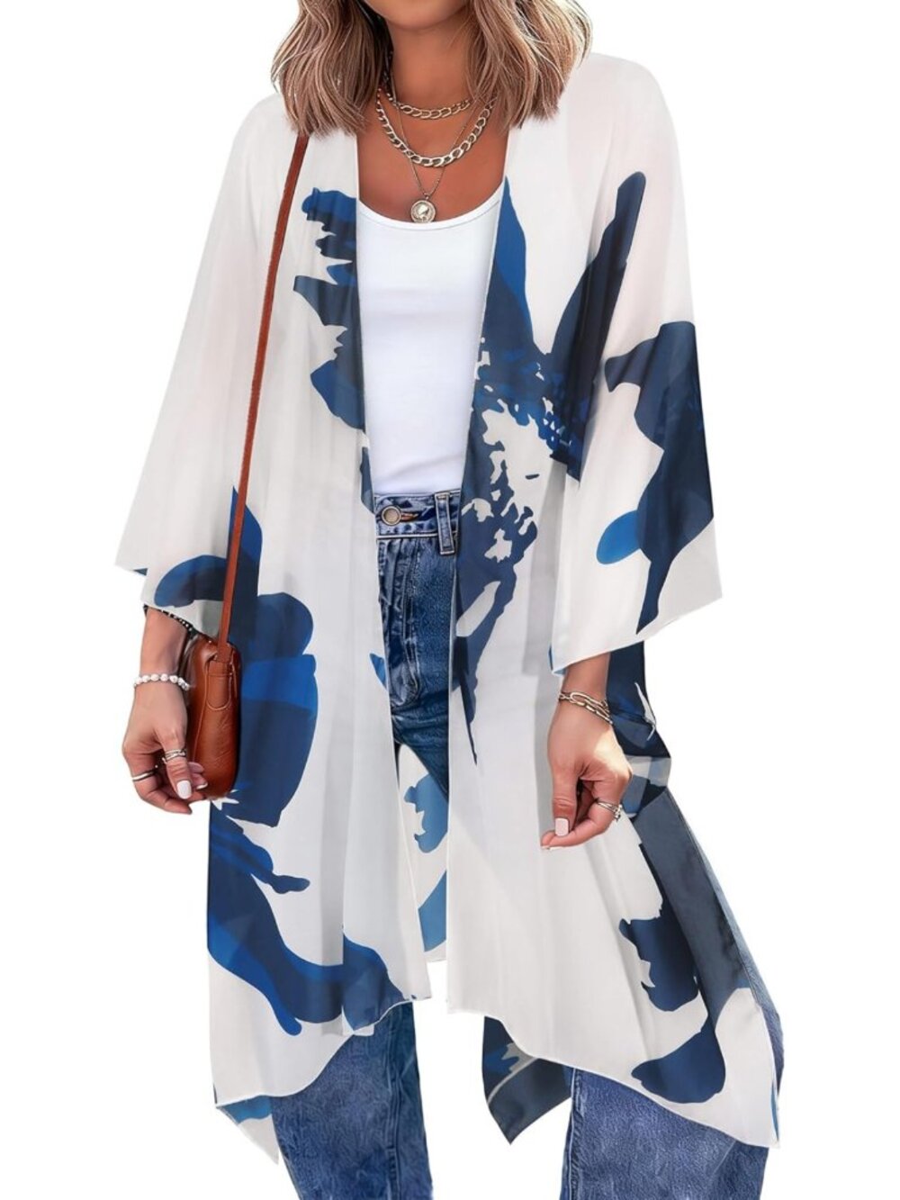Chiffon Kimono Cover-Up for Women | Long Loose Beach Swimwear Cardigan Summer